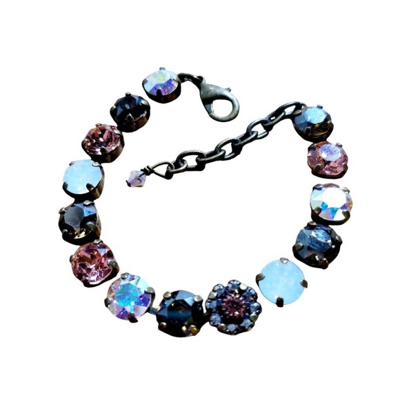 Swarovski Crystal Embellished Tennis Bracelet Adjustable to 7.75" Multicolored - Picture 2 of 11